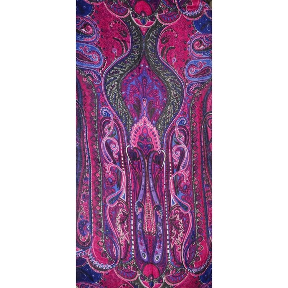 Chico’s Magenta Purple Paisley Mendhi Scarf 36x17 Luxe Jewel Tone Old Money Boho - Picture 2 of 6